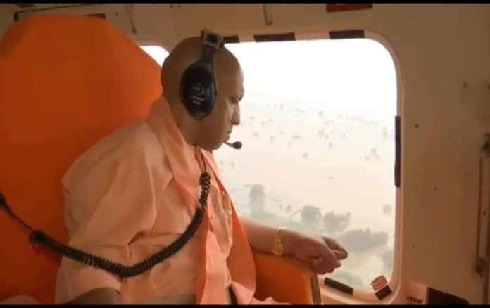 UP CM conducts aerial survey of flooded areas